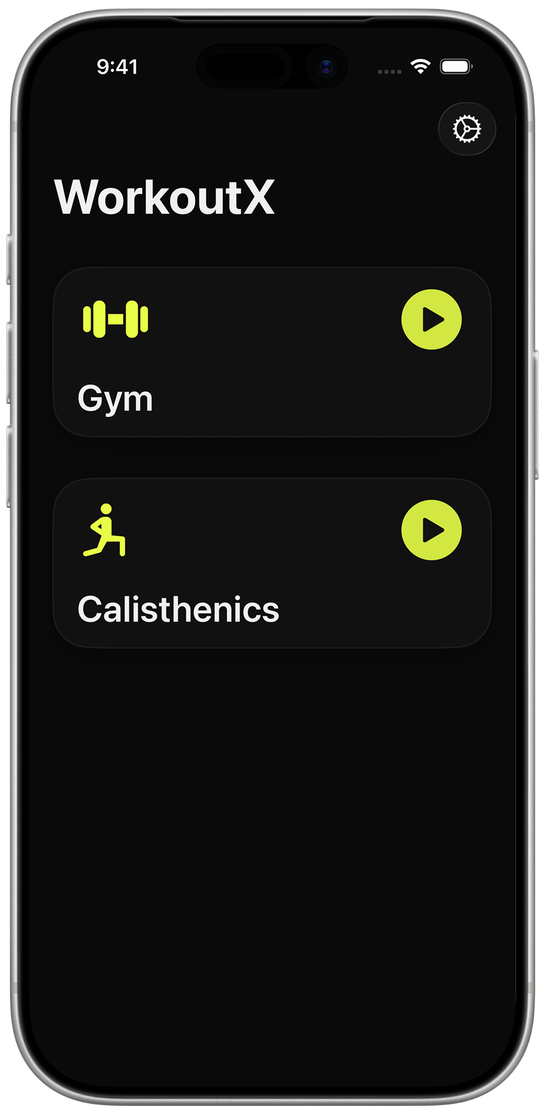 WorkoutX home screen
